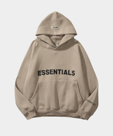 Hoodie Beige Essentials (Beige Logo Negro)