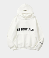 Hoodie White Essentials (Blanca Logo Negro)