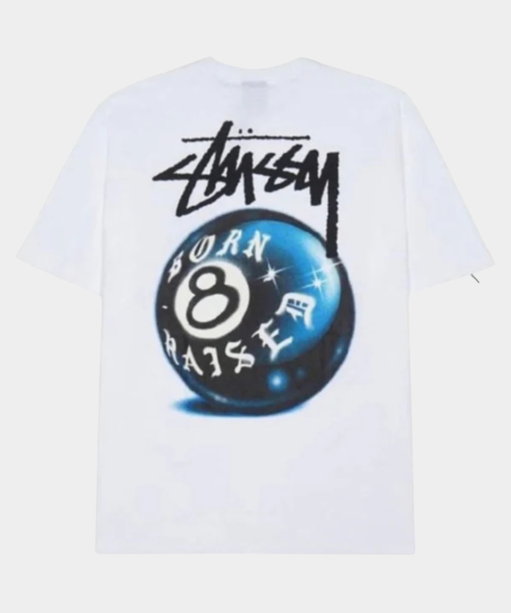 Stüssy Born X Raised 8 Ball Tee Blanco