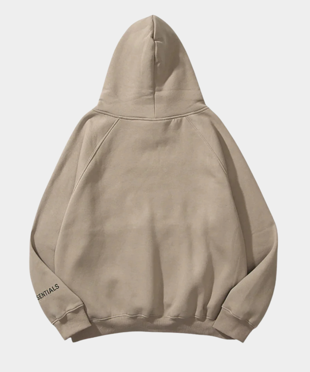Hoodie Beige Essentials (Beige Logo Negro)