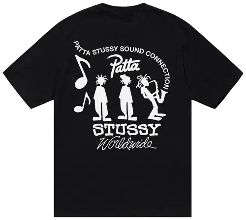 Camiseta Stussy x Patta Sound Connection 'Negra'