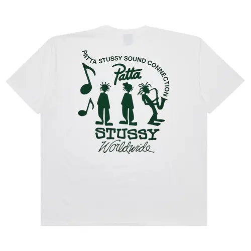 Camiseta Stussy x Patta Sound Connection 'Blanca'