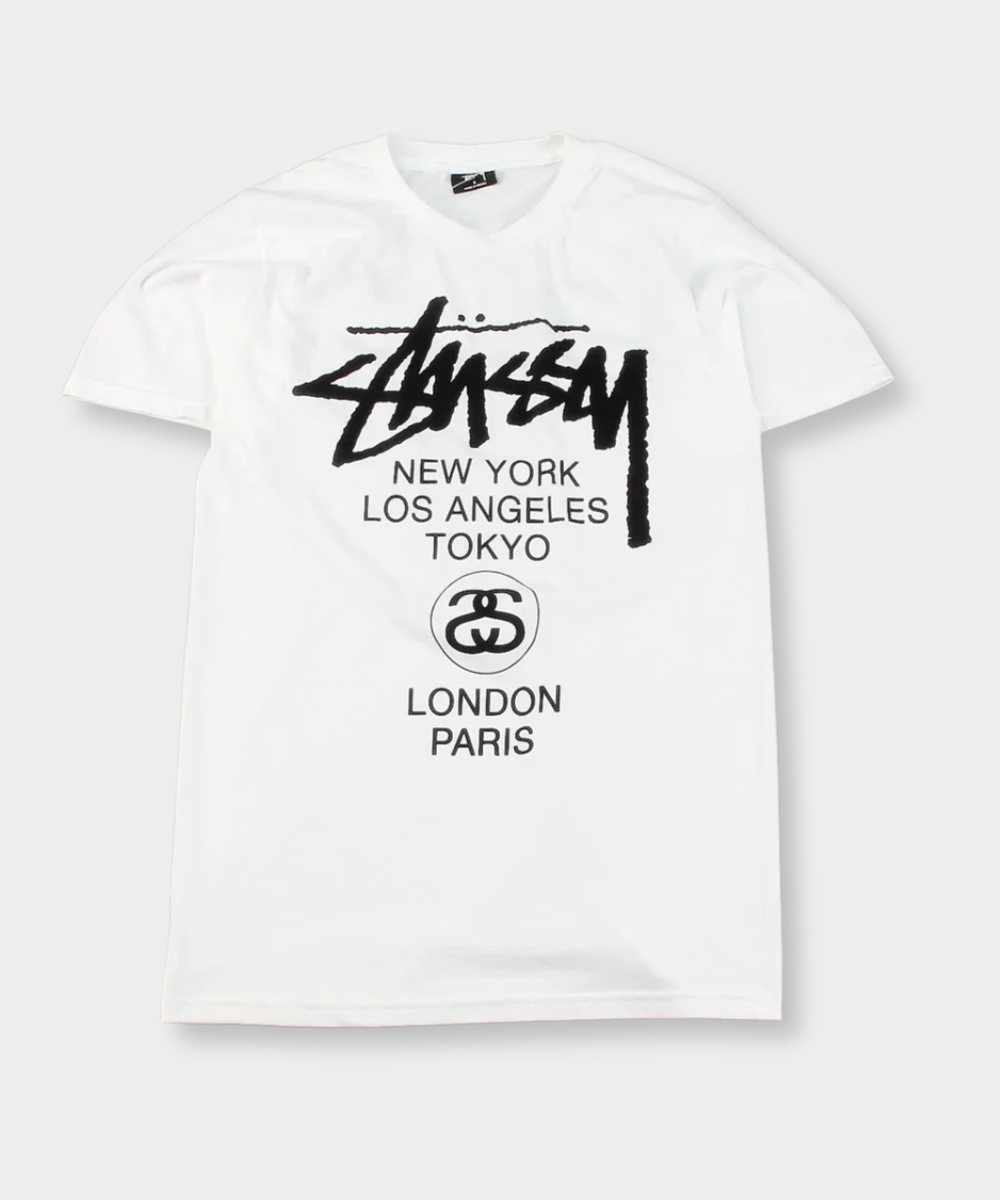 Stüssy World Tour Tee Blanca